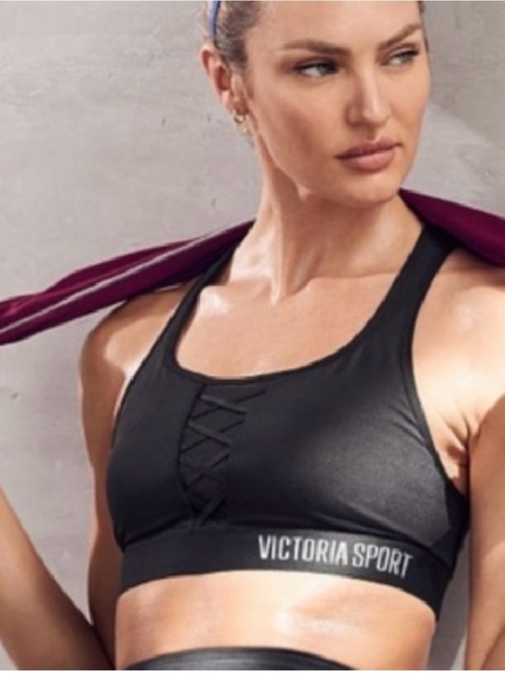 Victoria Secret Sport Black The Player Mesh Strappy Cross Front Racerback Bra M